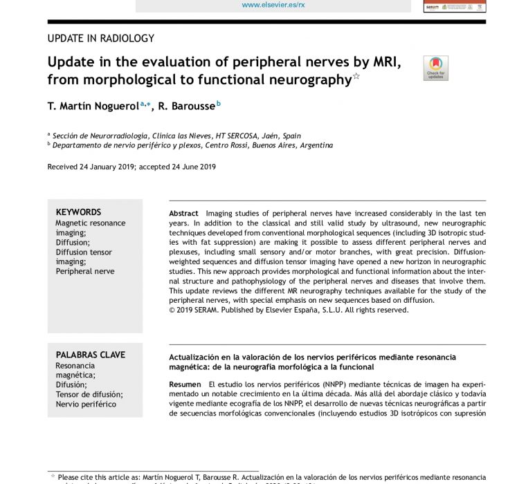 IMG Update in the evaluation of peripheral nerves by MRI Radiologia 2020 page 0001