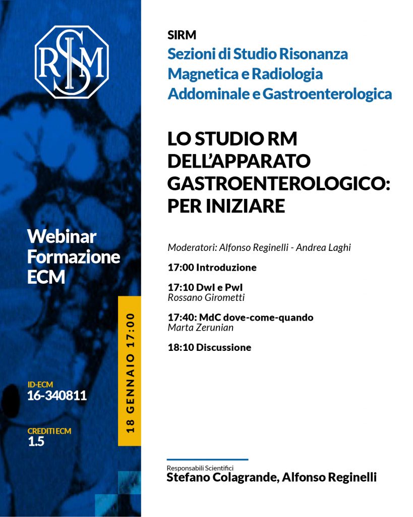 Programma formativo 2022 della Sezione di studio di Radiologia Addominale e Gastroenterologica SIRM 2