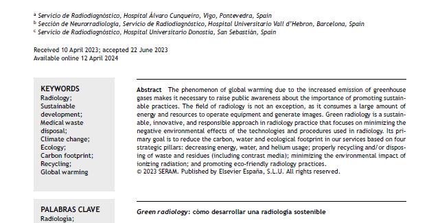 Green radiology How to develop sustainable radiology