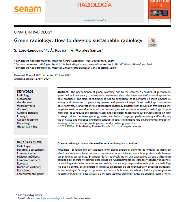 Green radiology How to develop sustainable radiology