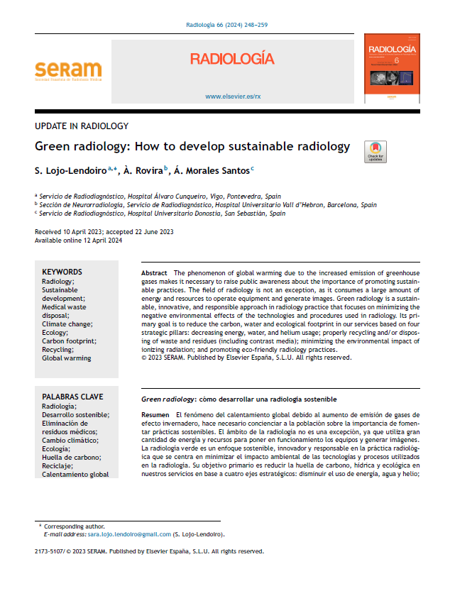 Green radiology How to develop sustainable radiology