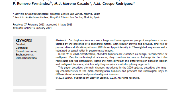 Update of cartilaginous tumours according to the WHO classification 2020