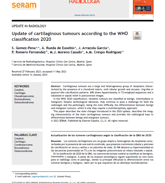 Update of cartilaginous tumours according to the WHO classification 2020