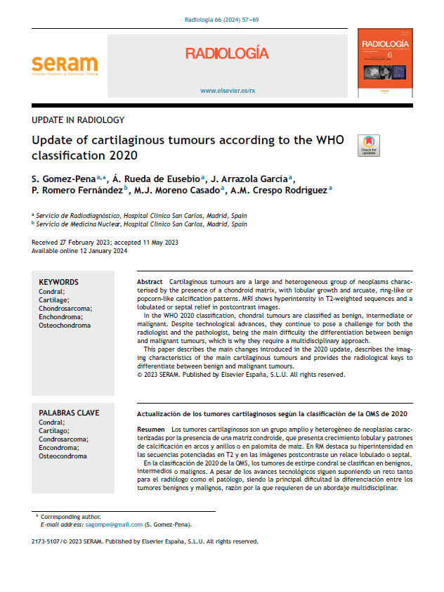 Update of cartilaginous tumours according to the WHO classification 2020