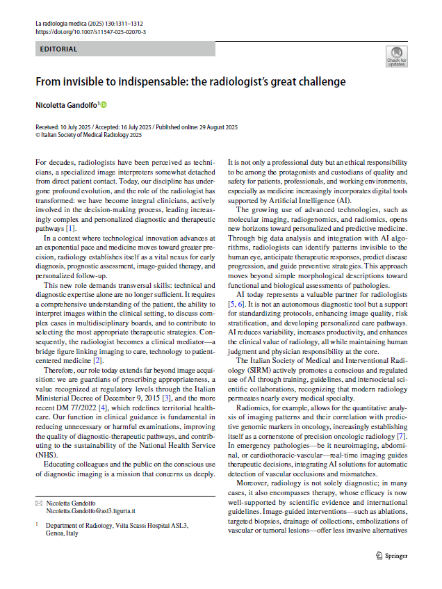From invisible to indispensable th e radiologists great challenge